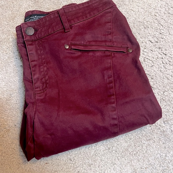 Peruvian Connection Motorcycle Pants Burgundy Zip Ankles Skinny Moto Womens 4 - Picture 12 of 12